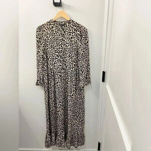 ASOS Design Leopard Button Down Tiered Smock Maxi Dress, Size 4 NWT